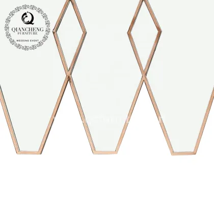Diamond Shape Golden Stainless Steel Frame Mirror for Home Decoration