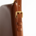 Classic Brown Glossy Hand-Scrubbed Box Leather Shoulder bag