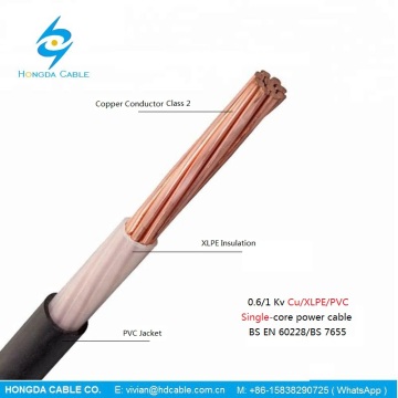 Low voltage Single-Core Cu/XLPE//PVC Insulated Power Cable