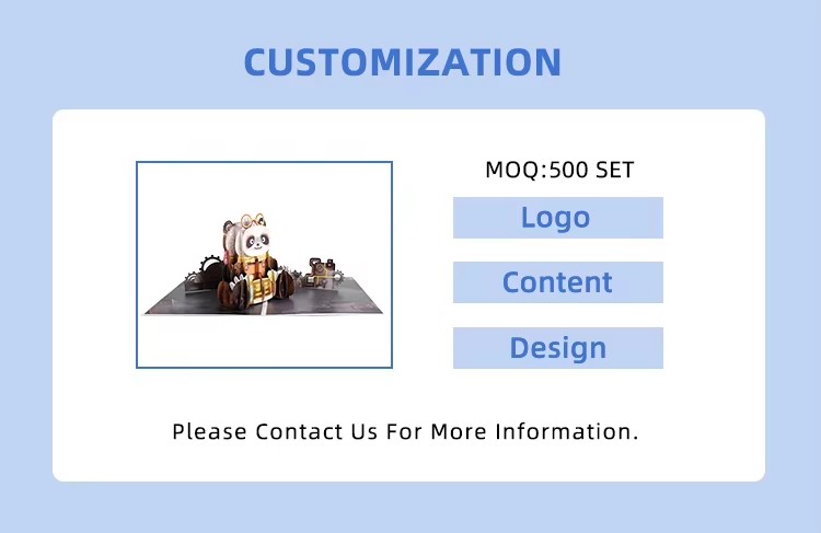 3D pop up panda card customized