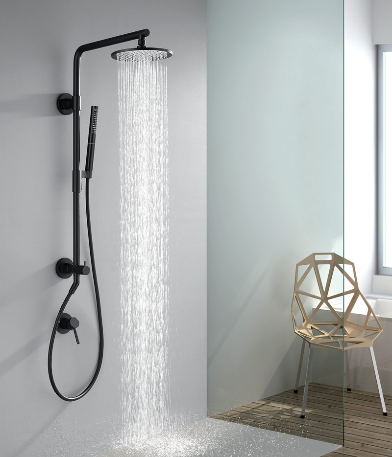 Matte Black Exposed Shower Set with Separate Valve