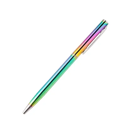 Jinghao Brand Luxury Thin Slim Rainbow Color Metal Ball Pen