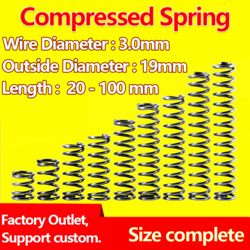 Compressed Spring Pressure Spring Return Spring Release Spring Wire Diameter 3.0mm, Outer Diameter 19mm Drawings to Customize