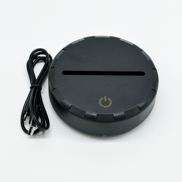 3D RGB Color Black Round Base Rechargeable LED Light Lamp