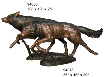 Garden Decoration Life Size Bronze Wolf Sculpture for Sale