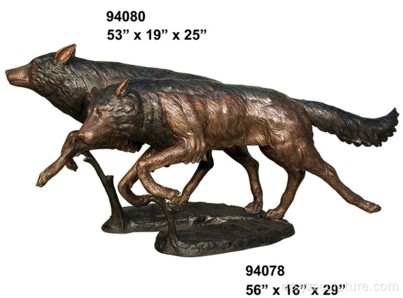 Garten Dekoration Leben Größe Bronze Wolf Skulptur zum Verkauf