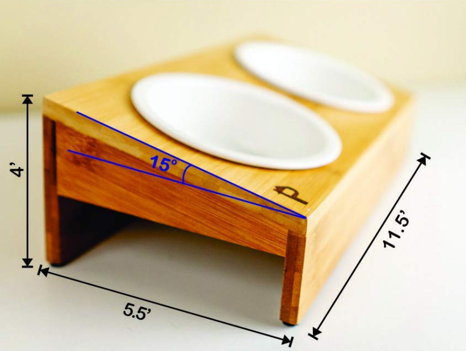 Elevated Bamboo Pet Table with Duo Bowls