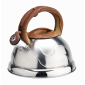 Stainless steel stovetop teakettle woodlike softtouch handle