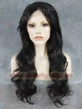 Black highlighted Wavy Synthetic Lace Front Wig