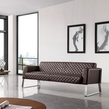 Stainless Steel Frame PU Leather 3 Seater Sofa Set for Living Room and Office