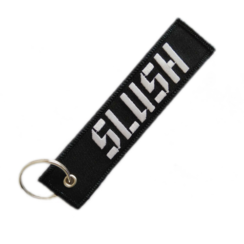 Custom Woven Embroidery Patch Keychain Fabric Key Tag