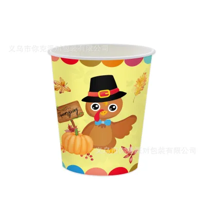 140pcs Turkey Party Theme Disposable Paper Plates & Napkins - Thanksgiving Tableware Set