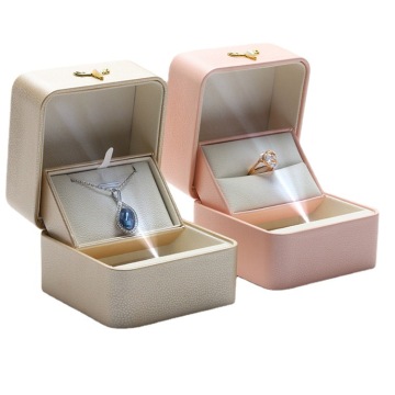 High End LED Lighting Jewelry Box with Leather Case