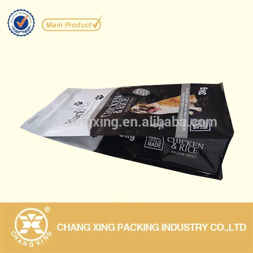 Plastic compound resealable square bottom box pouch for dog food