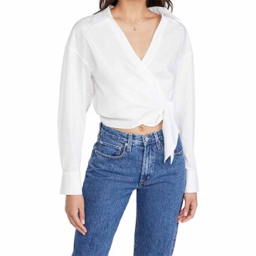 Blouse enveloppe à manches longues Vneck pour femmes