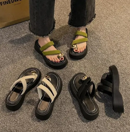 Summer Women's Fashion: Stylish Open-Toed Platform Wedge Slippers with Flat Sole
