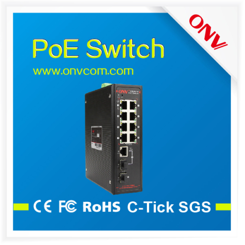 Industrial Power Over Ethernet Switch with 8 Poe Ports and 2 Gigabit Combo Ports