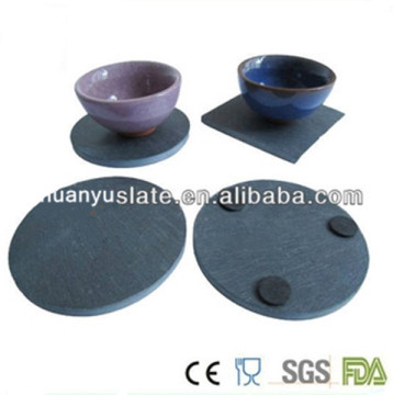 Round and square black slate placemat & coasters