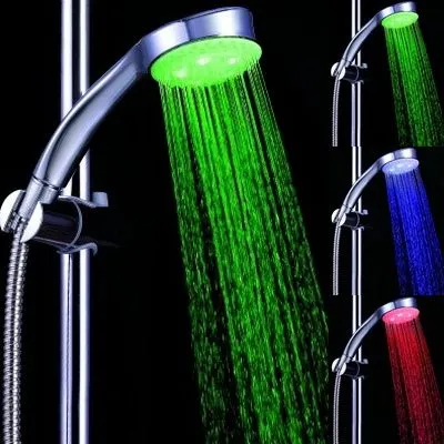 Water Plating Abs Plastic Green Rgb Led Bathroom Shower Lighting Fixtures