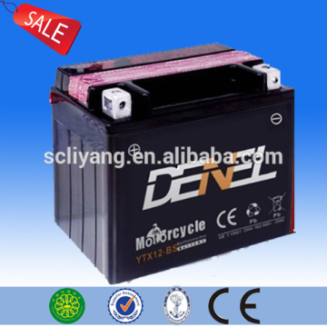 China best brand DENEL YTX12-BS 12v 10ah motorcycle battery high performance