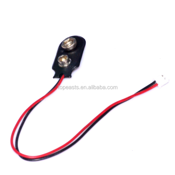 Faux Leather T Type 9V Battery Clips Connector - Black