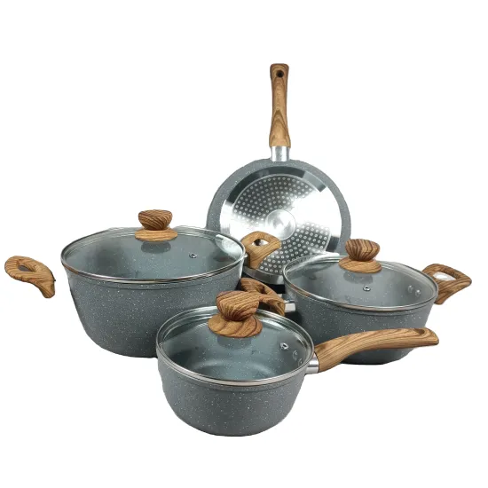 Aluminum Non-Stick Ceramic Casserole Fry Pan Cookware Sets with Bakelite Handle