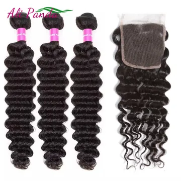 Peruvian virgin human hair bundles with lace closure 100% Unprocessed Raw Virgin cuticle aligned hair weave