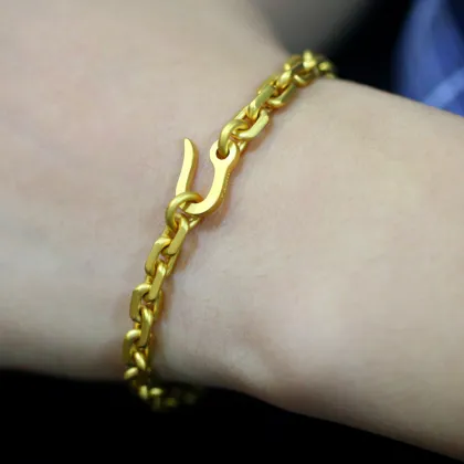 Luxe 18K Gold-Plated Sterling Silver Men's Cross Bracelet