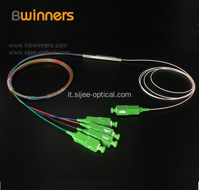 Splitter a fibra ottica Pon Plc in tubo di acciaio 1X4