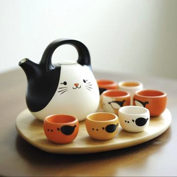 Mini Cartoon Cute Cat Mug Set - Fun & Stylish Drinkware