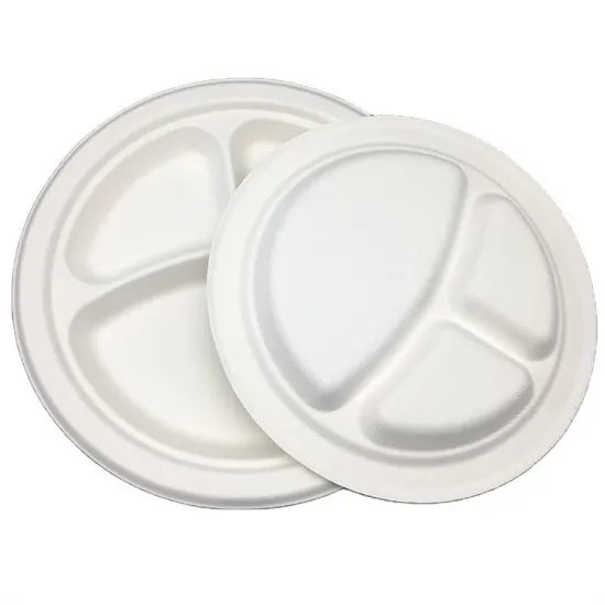 Biodegradable 3 Compartments Bagasse Sugarcane Plate