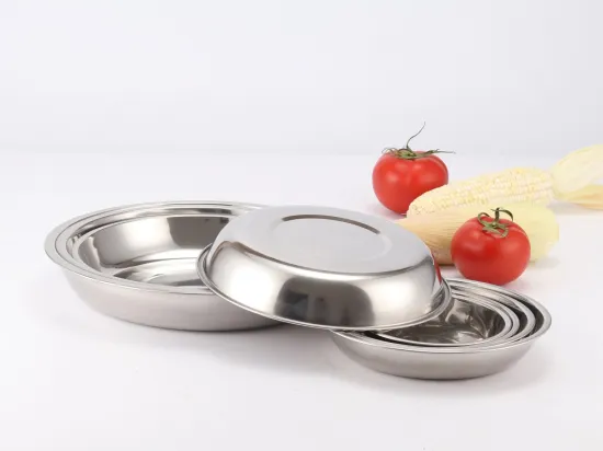 Polished 201 Stainless Steel Round Plates Dish Set