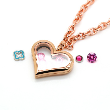 Ciondolo Charm Locket di cuore vivente In pianura
