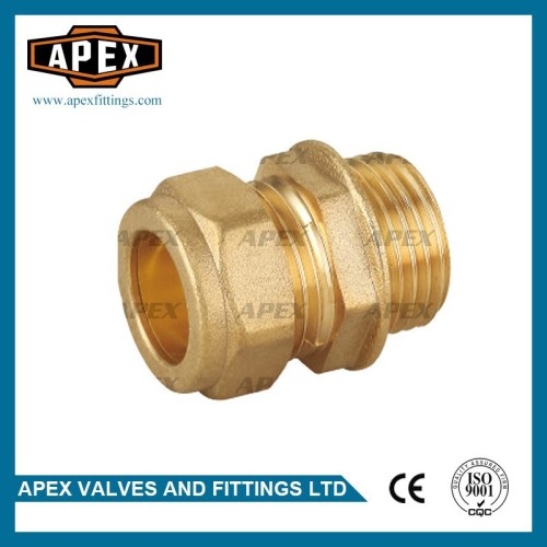 High Quality Wholesales Price APEX 15mm*1/2" Equal Shape Male Coupling Brass Compression Pipe Fitting