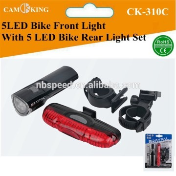 5led bike head light and 5 led bike tail light set