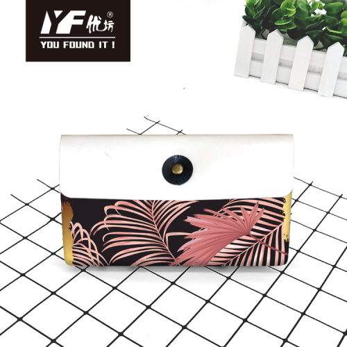 Custom Tropical leaves style PU leather handbag cosmetic bag pencil case&bag multifunctional bag