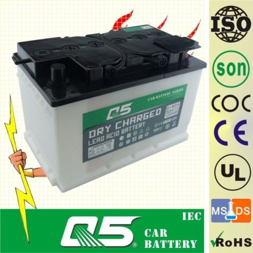DIN75 12V75AH, Dry Charged Car Battery