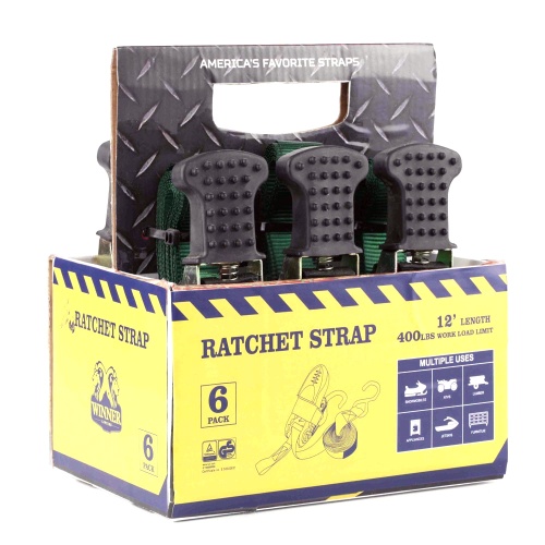 6 Pack 25MM Smart Ratchet Tie Down Strap