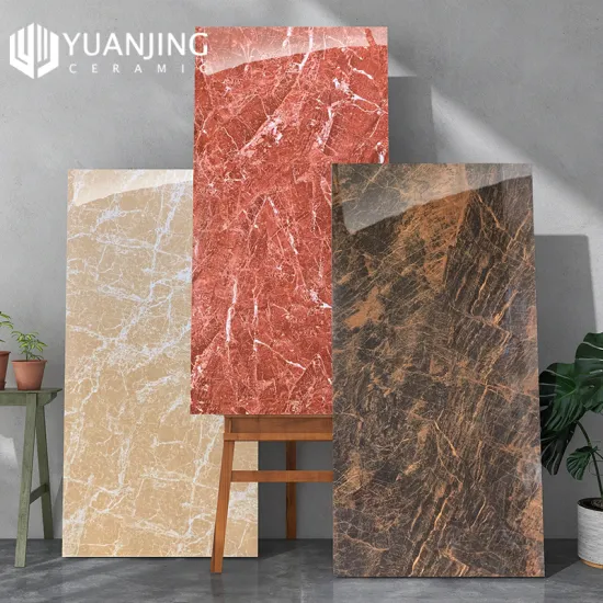 High-end Luxury Hotel Room Design: Dark Color Veined 600x1200mm Glazed Polished Marble Porcelain Floor Tiles