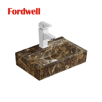 Customizable Rectangular Vessel Sink for Bathroom with Ceramic Art and Tile Patterns