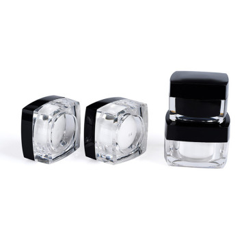 50G Empty Square Acrylic Double Wall Face Cream Eye Powder Jars with Black Lid