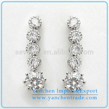 Promotional Gift Long Drop Earring With Crystal Zircon