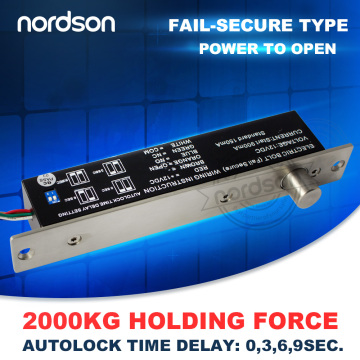 Fail Unlocked Electronic Door Electric Bolt Lock With CE-mark