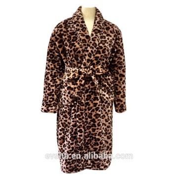 2015 new 100% microfiber leo bathrobe/Flannel fleece bathrobe