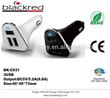 2015 new design 5V 5.2A (6.8A) USB Car Charger, 3 usb car charger, emergency car charger cell phone car charger with led light