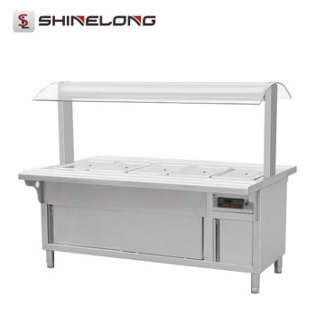Stainless Steel Glass Top Hot Food Display Cabinets