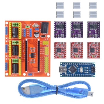 TZT 1SET CNC Shield V4 con Nano 3.0 e 3x DRV8825/A4988 Driver Stepper per Arduino