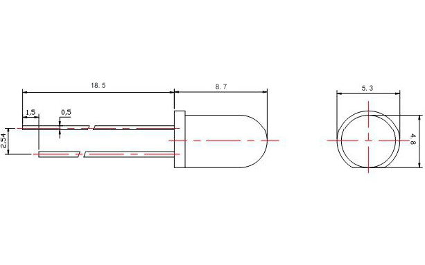 5mm white led short pins