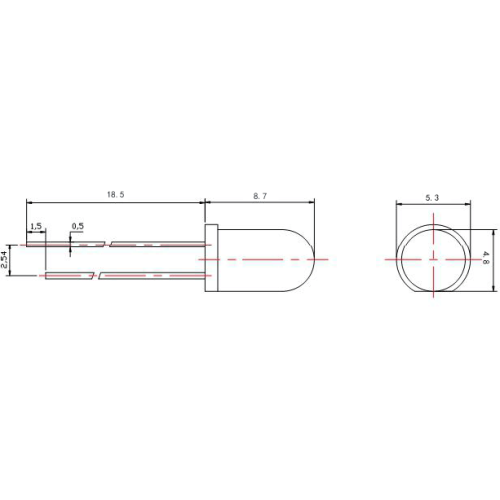 5mm White LED Clear Lens Short Pins