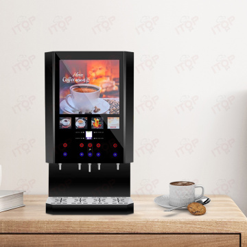 Commercial Electric Instant Coffee Machine - Four Flavors, Stainless Steel, for Coffee Shops & Offices (US Plug)